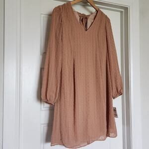 INC International Concepts Hazel Wood Long Sleeve Shift Dress - NWT - Size XS